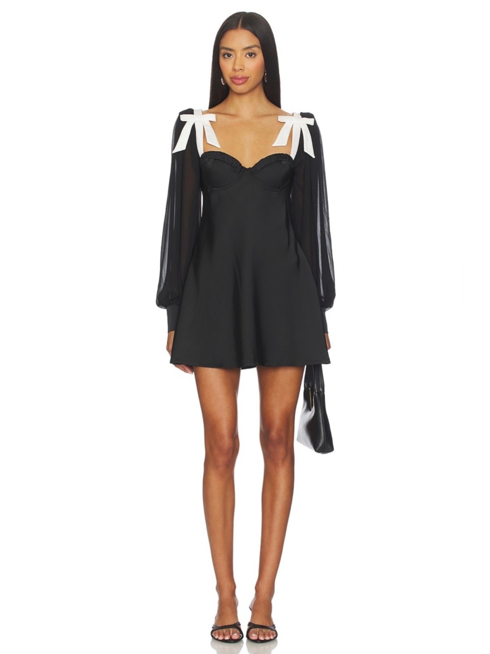Majorelle Revolve Baylee Black Coquette Bow Bustier Mini Dress Size XS NWT